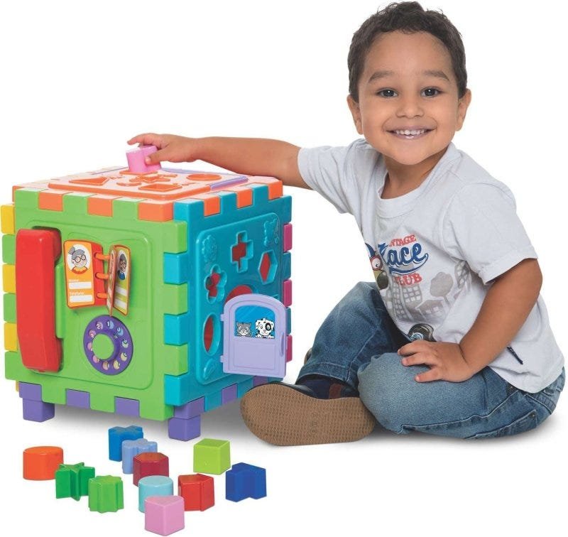 Brinquedo Educativo Cubo Didatico Grande 2 Em 1 Merco Toys - 1