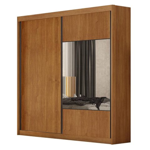 Guarda Roupa Casal Sienna 2 Portas 8 Gavetas com Espelho Cinamomo - Novo Horizonte