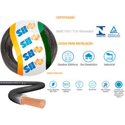 Cabo Flexível 16mm 15 Metros 450v/750v Sil Cabo Flex 16 Mm Preto - 3