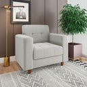 Ver imagem 2 de Kit 02 Poltronas Arezzo Linho Cinza Claro A05 Pés Chanfrado