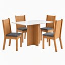 Ver imagem 2 de Conjunto Sala de Jantar Mesa Lana 120cm Tampo MDF Canto Reto 4 Cadeiras Tami