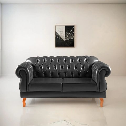 Namoradeira 2 Lugares Chesterfield Elisabeth:Preto