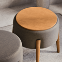 Ver imagem 1 de 1 Puff Dual em Linho com Base Madeira Decoração Loja Casa:chumbo