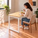 Ver imagem 6 de Mesa de Jantar Reforçada Industrial 100x80cm Tampo Bege Pés Branco