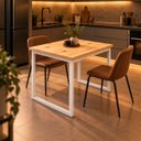 Ver imagem 1 de Mesa de Jantar Reforçada Industrial 100x80cm Tampo Bege Pés Branco