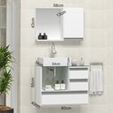 Ver imagem 2 de Conjunto Gabinete Banheiro POLO 60cm Branco - Gabinete + Cuba + Espelheira + Tampo Vidro