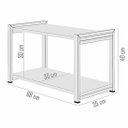 Ver imagem 3 de Mesa de Centro Sapateira Hall de Entrada Sala Aço Mdf Moderna Base Preta Prateleiras Off White