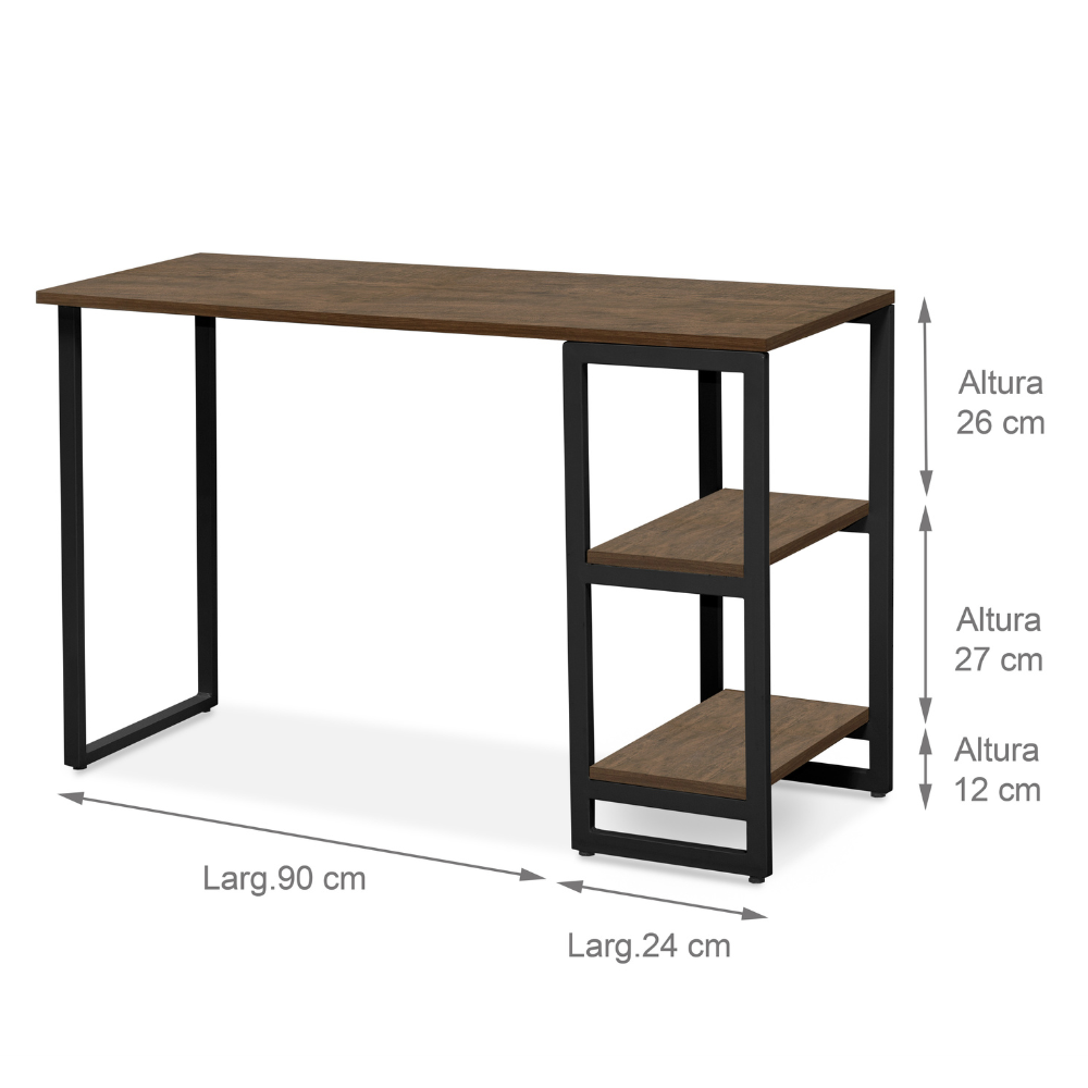 Mesa De Aço Com 2 Prateleiras 120 Cm Estilo Industrial - 3