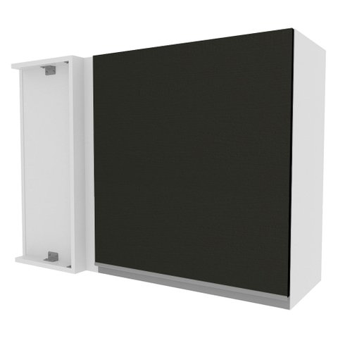 Armário Aéreo de Canto Madesa Glamy 1 Porta Branco/Preto Cor:Branco/Preto