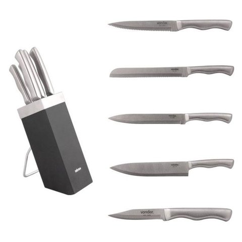Jogo de facas Inox com Cepo Vonder