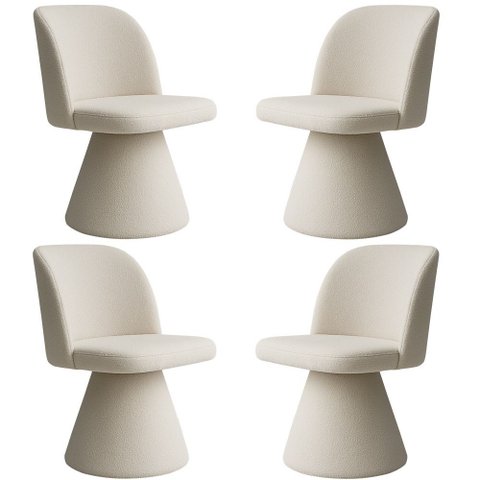 Kit 04 Cadeiras de Jantar Giratória Liz Bouclé Off White - Nexta Casa