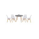Ver imagem 1 de Conjunto de Jantar Mesa Leda 90cm Preta+ 4 Cadeiras Leda com almofada Branca