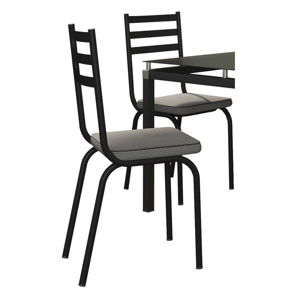 Jogo de Mesa Malva 140cm e 6 Cadeiras 118 Preto - Artefamol