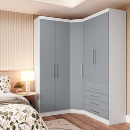 Guarda Roupas Modulado de Canto Diagonal 3 Peças com 5 Portas e 4 Gavetas Alpes Luciane Móveis - 1