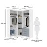 Guarda Roupas Modulado de Canto Diagonal 3 Peças com 5 Portas e 4 Gavetas Alpes Luciane Móveis - 2