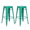 Kit - 2 x banquetas altas Iron Tolix - Industrial - Aço - Vintage - Verde escuro - 1