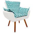 Ver imagem 1 de Poltrona Decorativa Opala Suede Composê Estampado Zig Zag Verde Tiffany D78 e Suede Branco