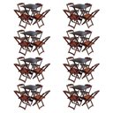 Ver imagem 1 de Kit 8 Conjuntos De Mesa Com 4 Cadeiras De Madeira Dobravel 70X70 Imbuia - Marrom