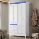 Ver mais imagens de Guarda Roupa Infantil Madri 4 Portas Branco Flex com Espelho - Moval