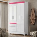 Ver imagem 7 de Guarda Roupa Infantil Madri 4 Portas Branco Flex com Espelho - Moval