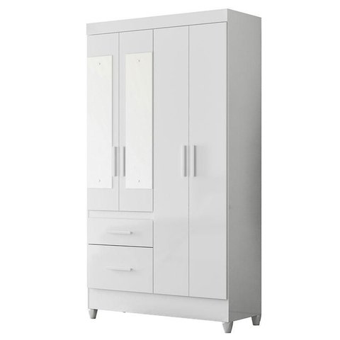 Guarda Roupa Infantil Madri 4 Portas Branco Flex com Espelho - Moval