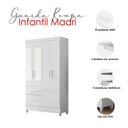 Ver imagem 4 de Guarda Roupa Infantil Madri 4 Portas Branco Flex com Espelho - Moval