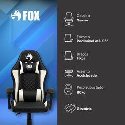 Cadeira Gamer Fox Racer Vulpes Branca Wz-318 - 6