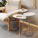 Ver imagem 4 de Conjunto de 3 Mesas Laterais Orgânicas Kaleo Base Champanhe Tampo Branco