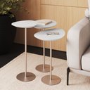 Ver imagem 5 de Conjunto de 3 Mesas Laterais Orgânicas Kaleo Base Champanhe Tampo Branco