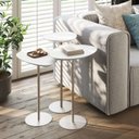 Ver imagem 2 de Conjunto de 3 Mesas Laterais Orgânicas Kaleo Base Champanhe Tampo Branco