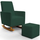 Ver imagem 4 de Poltrona de Amamentação com Balanço e Puff Ravena W01 Suede Verde - Lyam Decor