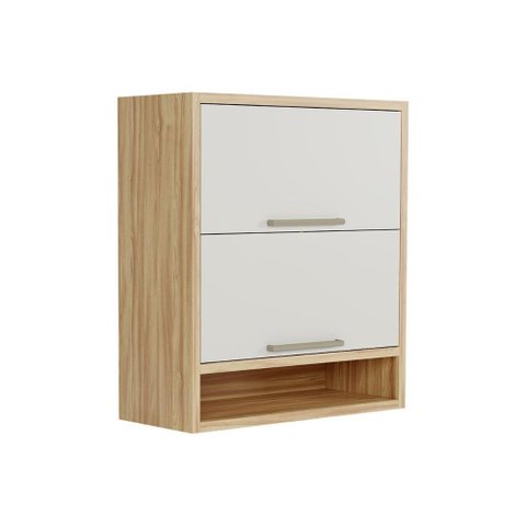 Armário Aéreo P/ Cozinha Syrah Nicho C/ 2 Portas Basculante 80cm Amendoa/off White - Ronipa