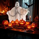 Ver imagem 2 de Enfeite Aterrorizante Fantasma Halloween com Luz, Som e Movimento 62cm Silverfestas