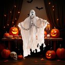 Ver imagem 3 de Enfeite Aterrorizante Fantasma Halloween com Luz, Som e Movimento 62cm Silverfestas