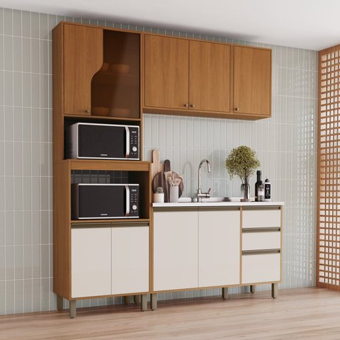 Cozinha Modulada Compacta 4 Peças com Torre Quente 2 Fornos Venaly