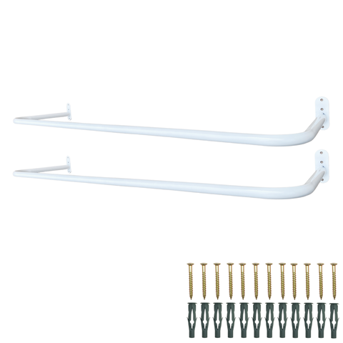 2 Araras de Parede Cabideiro para Roupas 1m Aço Reforçado Organização Loja Closet Branco