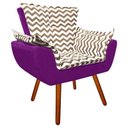 Ver imagem 1 de Poltrona Decorativa Opala Suede Composê Estampado Zig Zag Bege D81 e Suede Roxo