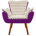 Ver imagem 2 de Poltrona Decorativa Opala Suede Composê Estampado Zig Zag Bege D81 e Suede Roxo