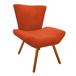 Kit 2 Poltrona Decorativa Aline Suede Laranja Pés Palito - D'Rossi - 2