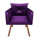 Ver imagem 3 de Kit Poltrona e Puff Decorativo Bella Acetinado Liso Roxo com Strass - D'Rossi