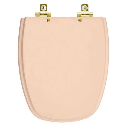 Assento Sanitário com Amortecedor Monte Carlo Rosa Floral para Vaso Deca com Ferragem Dourada