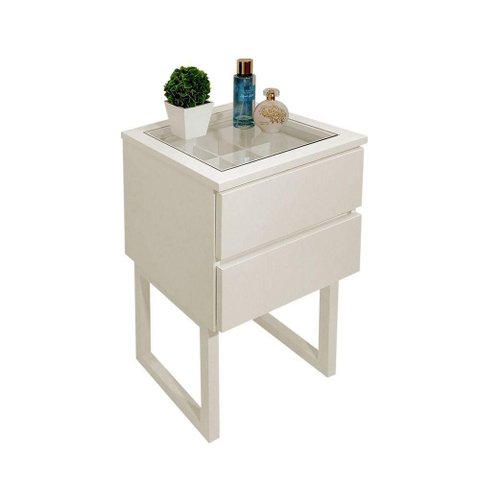Mesa de Cabeceira Lateral Penteadeira Off White Laca