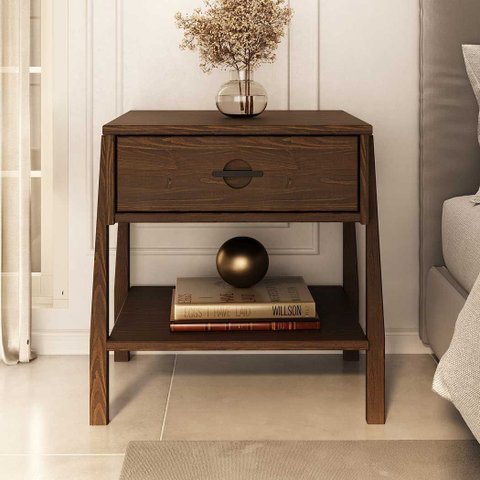 Cômoda de Cabeceira Quarto Madeira 50 cm Moderna Cor Imbuia Adamo Idimex
