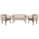 Ver imagem 2 de Kit Namoradeira 02 Lugares e 02 Poltronas Julia Suede Bege com Strass - D'Rossi