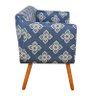 Sofá Retrô Namoradeira Júlia 2 Lugares Estampado Floral Bordado Azul D54 com Strass - D'Rossi - 3