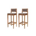 Ver imagem 2 de Kit 2 Banquetas Assento Encosto Estofado em Linho Hellen:mel com Linho Marrom