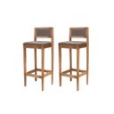 Ver imagem 1 de Kit 2 Banquetas Assento Encosto Estofado Mel com Linho Marrom Hellen