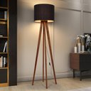 Ver imagem 2 de Luminária de Chão Madri com Pés de Madeira e Tecido Sapucaia Preto 158cm