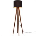 Ver imagem 1 de Luminária de Chão Madri com Pés de Madeira e Tecido Sapucaia Preto 158cm