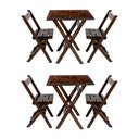 Ver imagem 1 de Kit 2 Conjuntos Mesa Dobrável para Bar e Restaurante 60x60cm com 2 Cadeiras em Madeira Maciça -